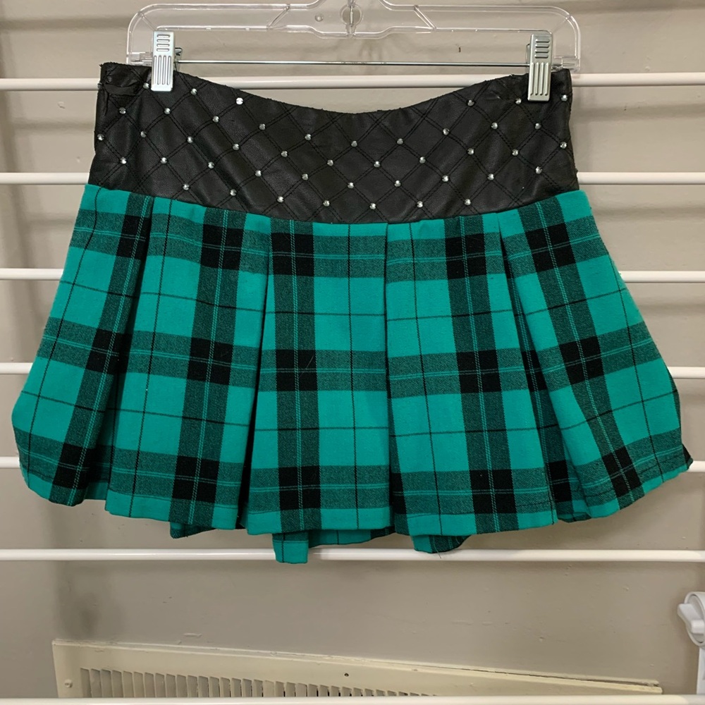 Y2K Justice Teal and Black Plaid Mini Skirt